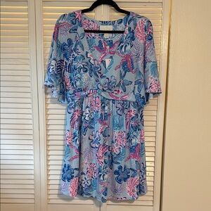 Lilly Pulitzer Vibrant Blue and Pink Romper Dress